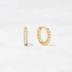 925 Silver Studded Huggies Earrings