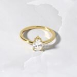 925 Silver Large Pear Engagement Ring