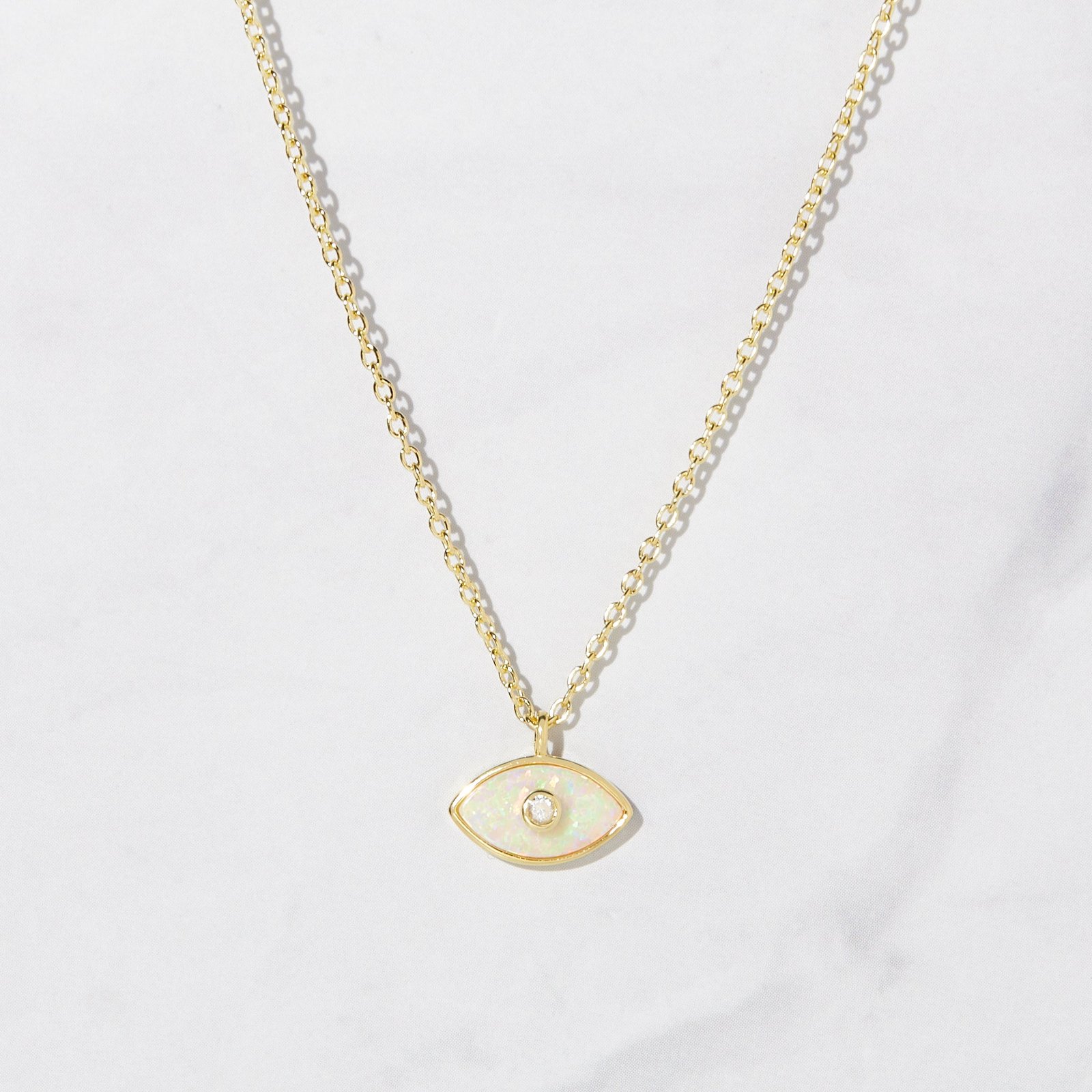 opal-evil-eye-necklace-1.jpg 925 Silver Opal Evil Eye Necklace - Image 1