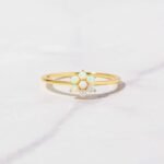 925 Silver Opal Flower Ring