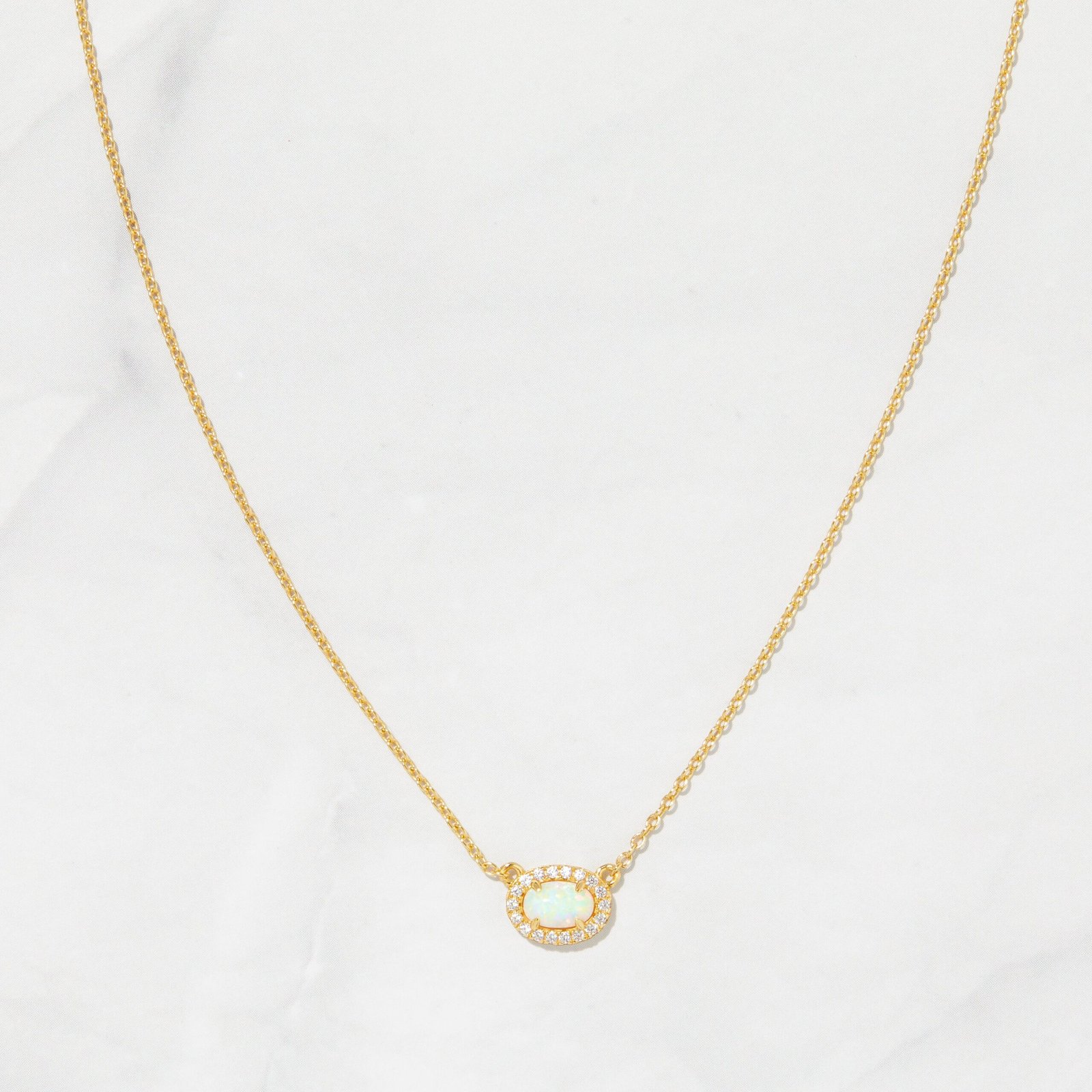 opal-halo-necklace-scaled-1.jpg 925 Silver Opal Halo Necklace - Image 1