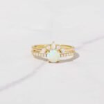 925 Silver Opal Ring Set with Pave Band