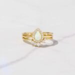 925 Silver Pear Opal Ring Set