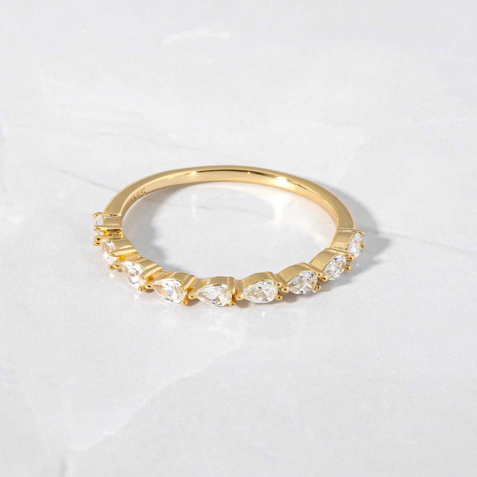 pear-stone-stacking-band.jpg 925 Silver Pear Stone Stacking Band - Image 1