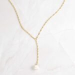 925 Silver Pearl Lariat Necklace