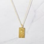 925 Silver Rectangle Rose Medallion Necklace