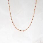 925 Silver Red-Orange Enamel Beaded Necklace