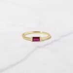 925 Silver Ruby Simple Baguette Ring