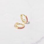925 Silver Ruby Stripe Huggies Earrings