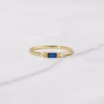 925 Silver Sapphire Baguette Ring