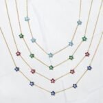925 Silver Sapphire Flower Necklace