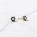925 Silver Sapphire Flower Stud Earring