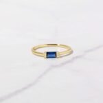 925 Silver Sapphire Simple Baguette Ring
