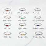 925 Silver Simple Baguette Birthstone Rings