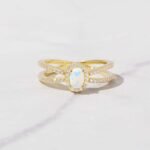 925 Silver Split Shank Opal Ring