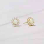 925 Silver Sunburst Opal Studs Earrings