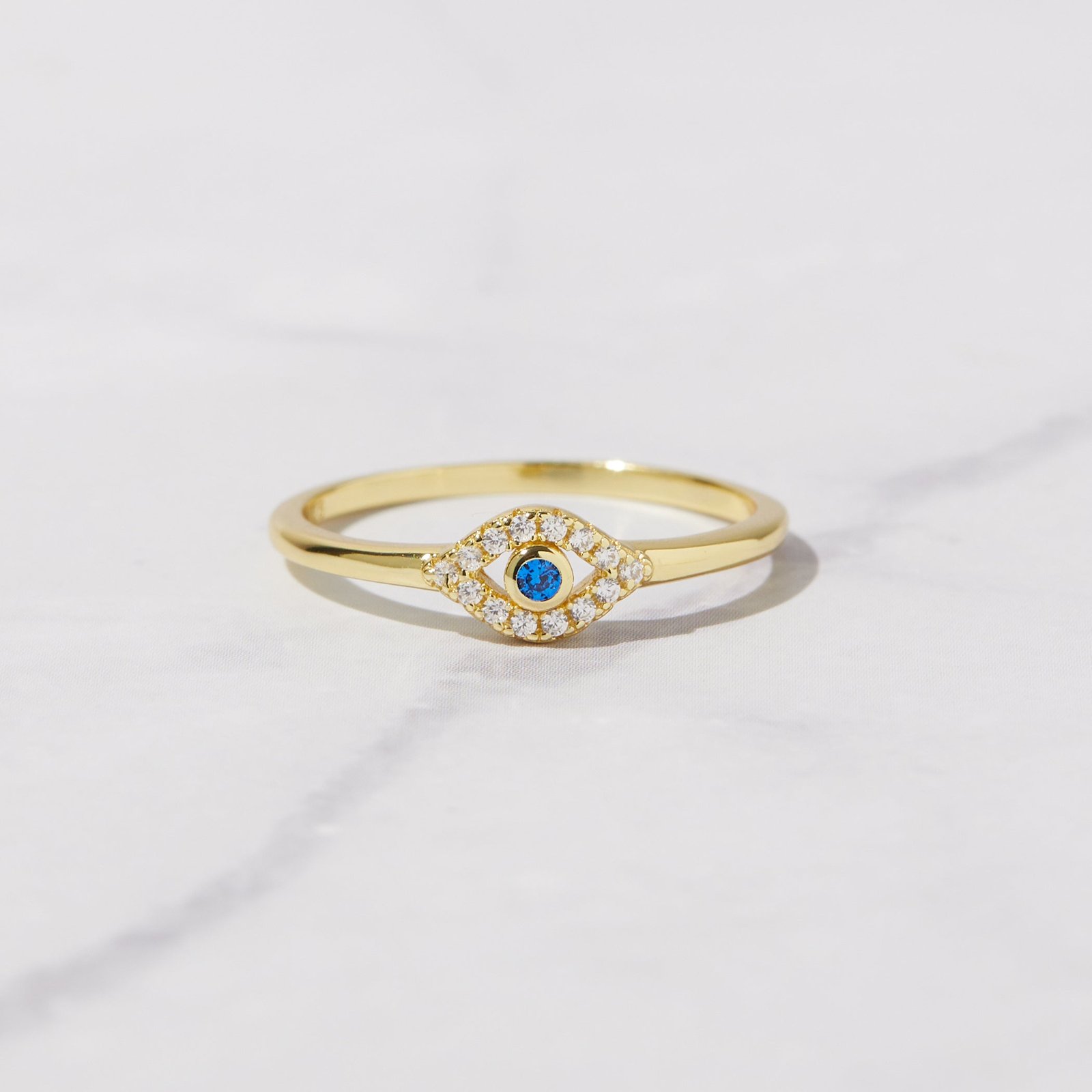 tiny-blue-evil-eye-ring.jpg 925 Silver Tiny Blue Evil Eye Ring - Image 1