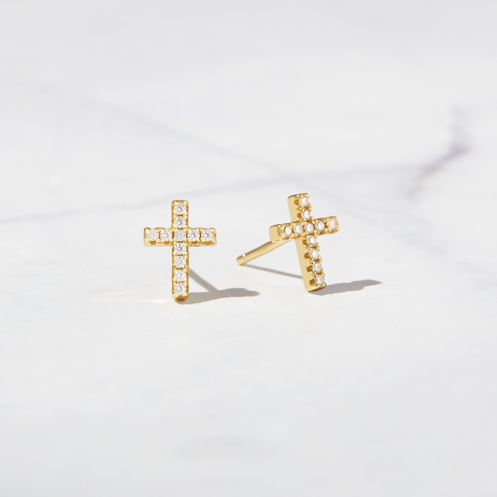 tiny-cross-studs.jpg 925 Silver Tiny Cross Studs Earrings - Image 1