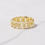 925 Silver White Enamel Chain Ring