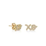 925 Silver Diamond XO Script Stud