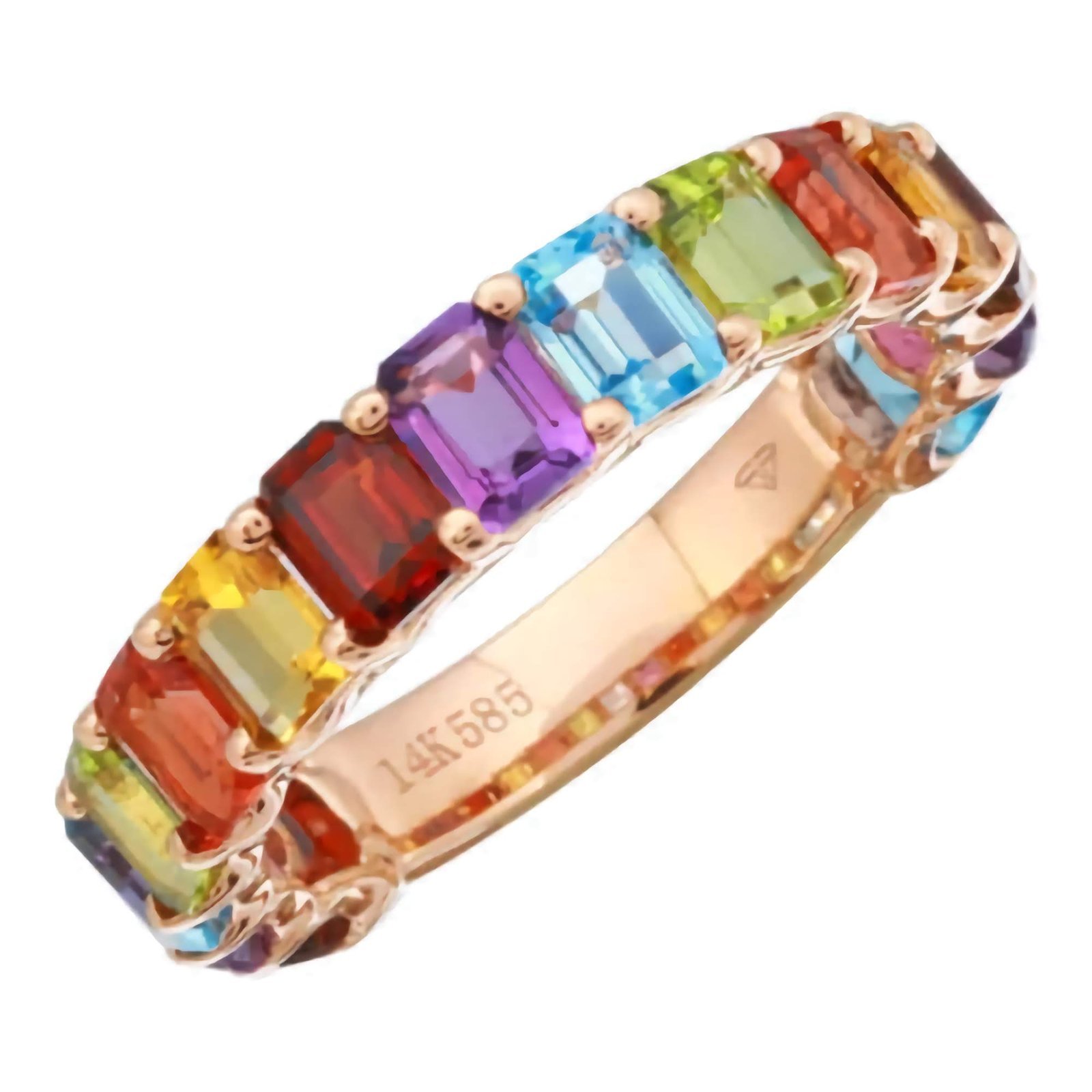 3_4-Gemstone-Rainbow-Silver-Ring-Petite-Emerald-Cut-edited.jpg 925 Silver Rainbow Eternity Band - Image 1