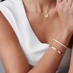 925 Silver Baguette and Round Diamond Bangle - Image 3
