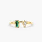 925 Silver Emerald and Diamond Cuff Ring - Image 6