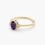 925 Silver Amethyst and Diamond 3 Stone Ring - Image 6