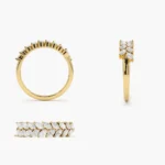 925 Silver Two Rows Marquise Diamond  Band - Image 3