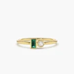 925 Silver Baguette Emerald and Diamond Ring - Image 6