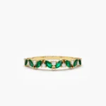 925 Silver Emerald and Round Diamond Ring - Image 2