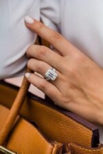 925 Silver Emerald Cut Diamond Engagement Ring - Image 2