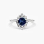 925 Silver Sapphire & Diamond Engagement Ring - Image 4