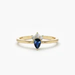 925 Silver Mini Sapphire and Diamond Ring - Image 2