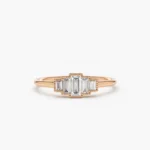925 Silver Step Cut Baguette Diamond Ring - Image 5