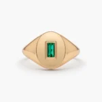 925 Silver Baguette Emerald Signet Ring - Image 7
