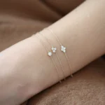 925 Silver Triangle Trio Dainty Diamond Bracelet - Image 4