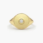 925 Silver Diamond Pinky Signet Ring - Image 2