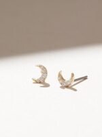 925 Silver Moon Stud Earrings - Image 5