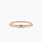 925 Silver Single Baguette Solitaire Diamond Ring - Image 4