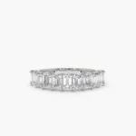 925 Silver 1 Carat Emerald Cut Diamond Wedding Band - Image 7