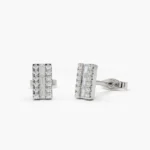 925 Silver Baguette Diamond Bar Earrings - Image 4