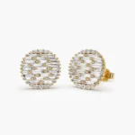 925 Silver Baguette Diamond Statement Earrings