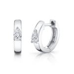 925 Silver Pear Diamond Huggies - Image 4