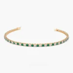 925 Silver Diamond and Emerald Tennis  Bracelet - Image 5