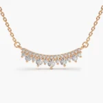 925 Silver Curved Bar Diamond Necklace - Image 6