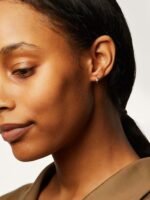 925 Sterling Silver Moissanite Huggie Earrings - Image 3