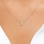 925 Silver Diamond Halo Necklace - Image 2