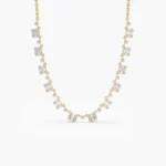 925 Silver Illusion Setting Baguette & Diamond Statement Necklace - Image 6