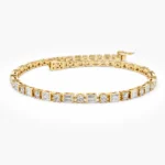925 Silver Baguette & Round Diamond Tennis Bracelet - Image 3